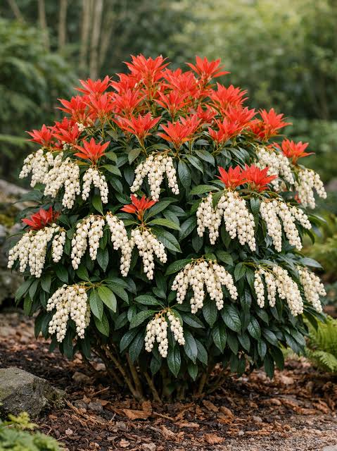Andromeda japoneza vas 7.5 L mix/pret pe buc  / Pieris "Flaming Silver"/ Pieris japonica "Prelude"/Pieris japonica "Mountain Fire"/