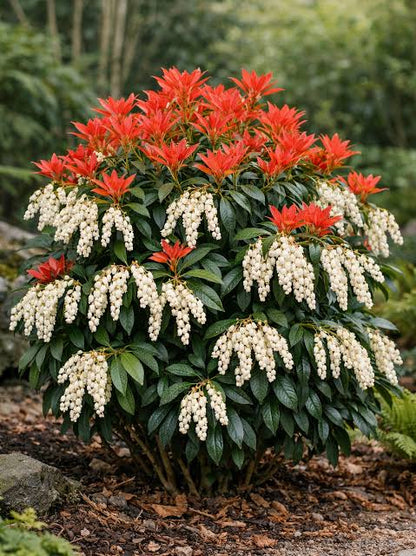 Andromeda japoneza vas 7.5 L mix/pret pe buc  / Pieris "Flaming Silver"/ Pieris japonica "Prelude"/Pieris japonica "Mountain Fire"/